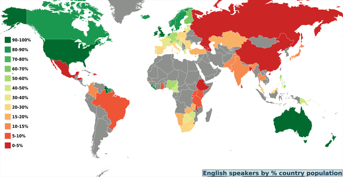 Количество англоговорящих жителей страны от общего числа жителей страны