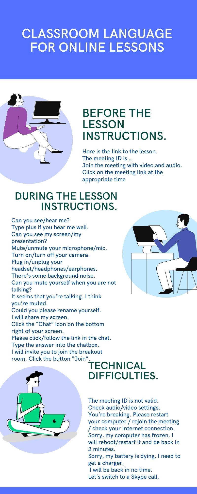Classroom language for online lessons Skyteach